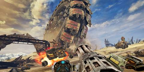 Shooting at a huge robot in Bulletstorm