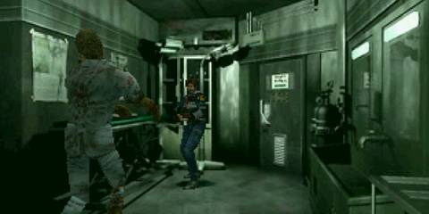 Shooting enemies in Resident Evil 2 (PS1)