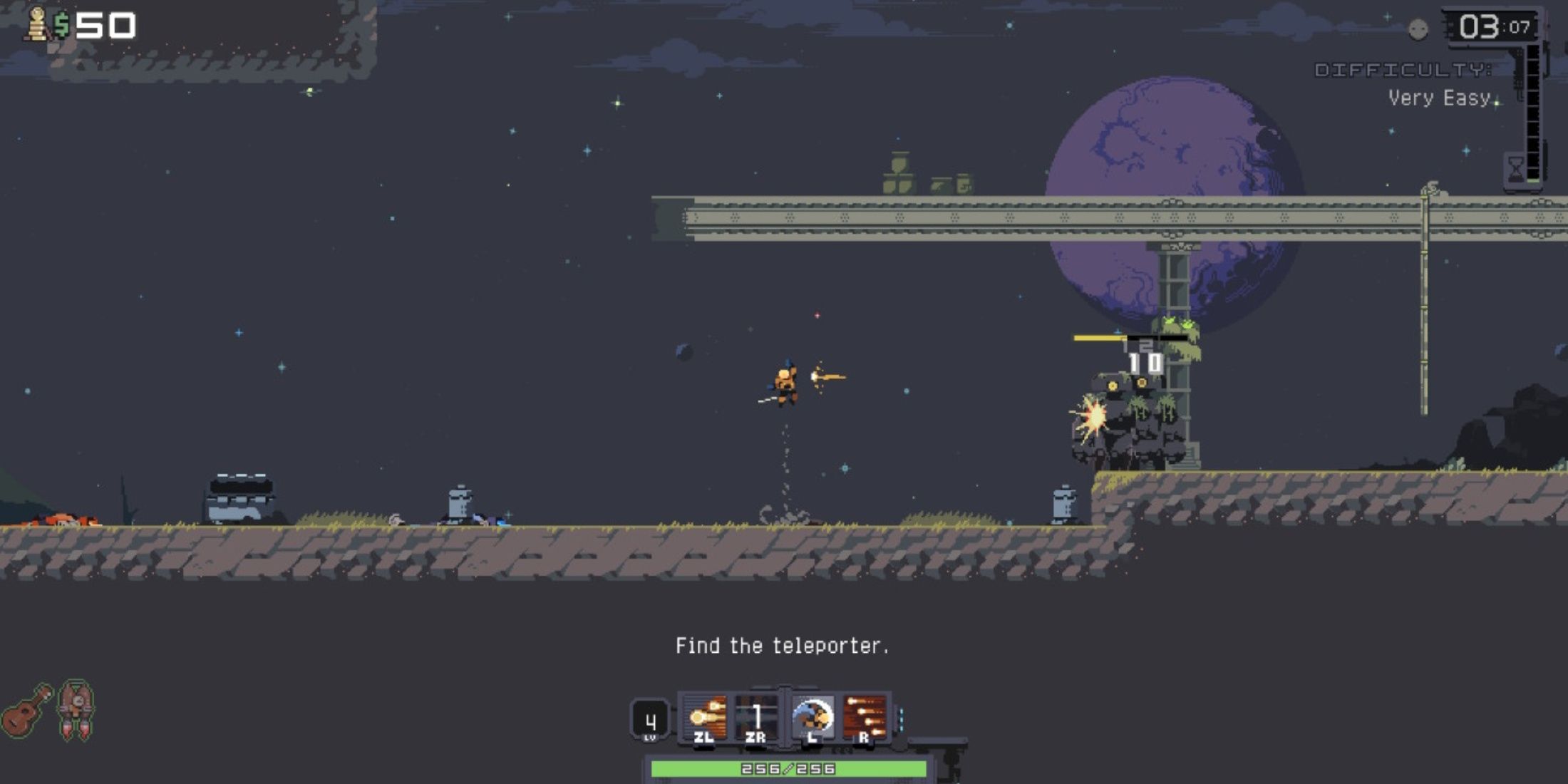 Shooting enemies in Risk Of Rain Returns