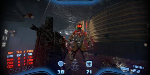 Shooting enemies with a rifle in Prodeus