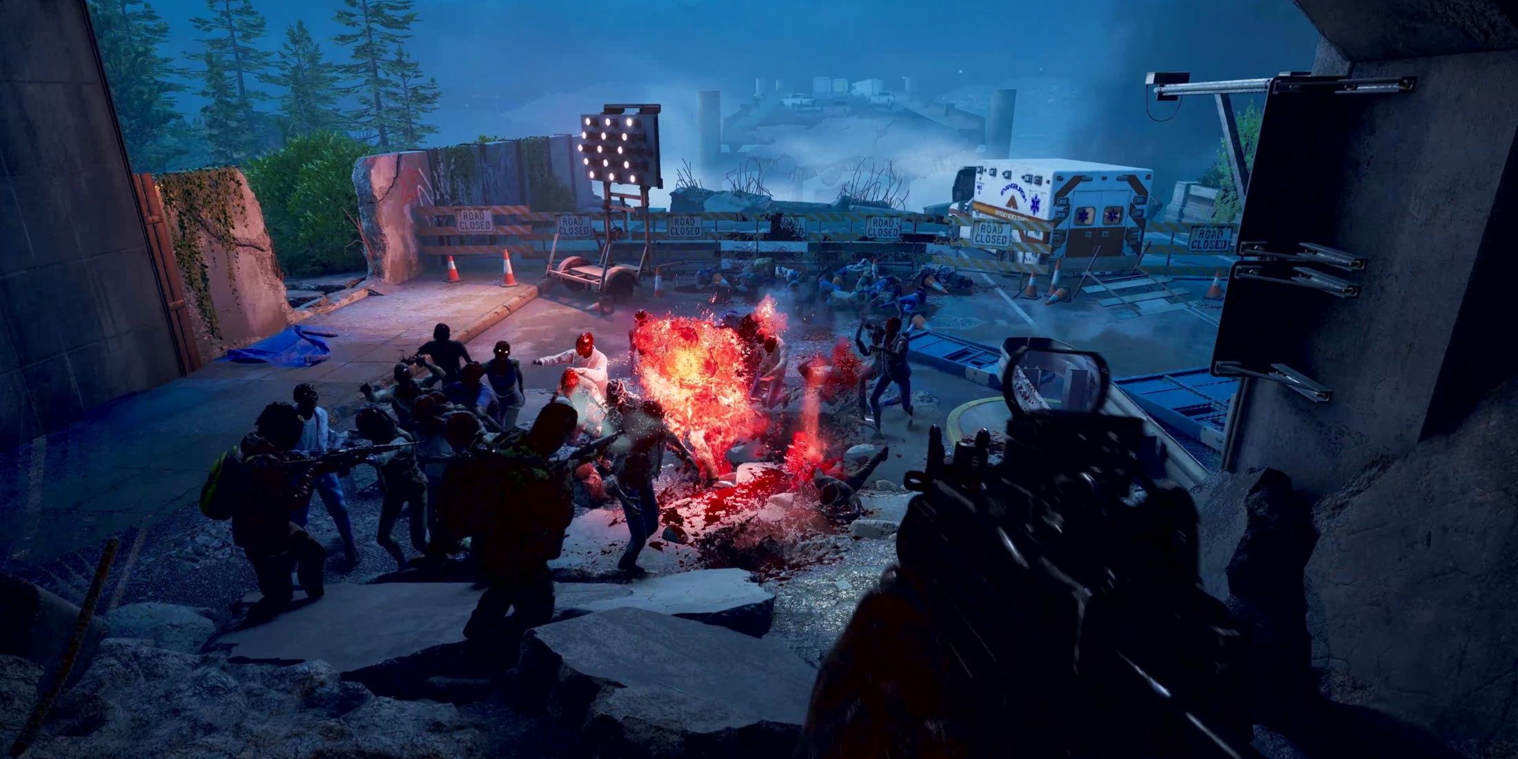 Shooting zombies with a rifle in Back 4 Blood