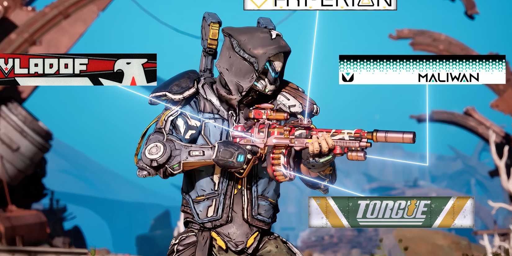 Showing a gun and its parts in Borderlands 4