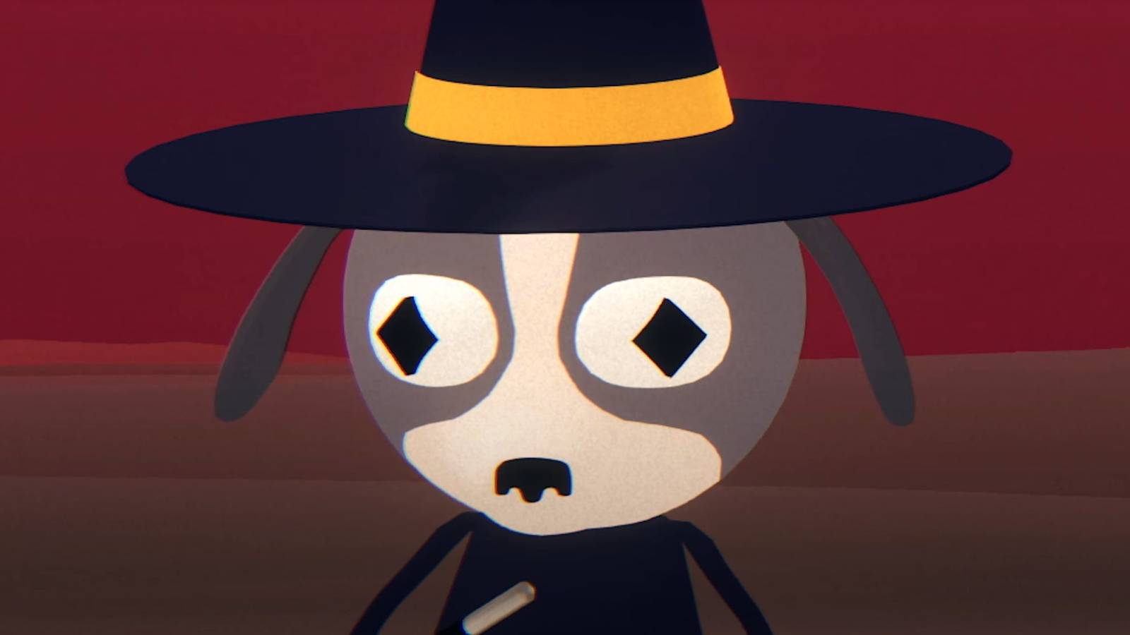 dog witch character close up