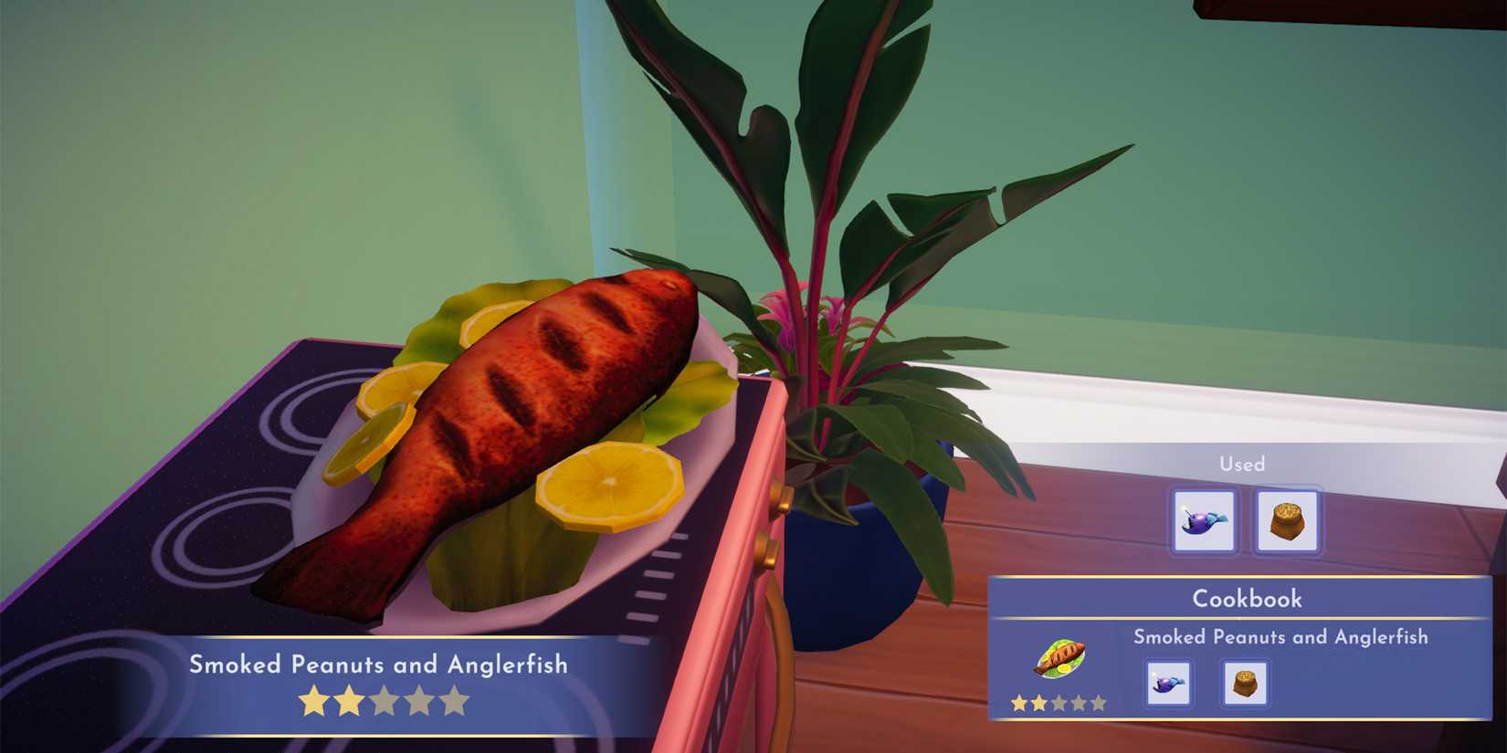 smoked peanuts and anglerfish in ddv disney dreamlight valley