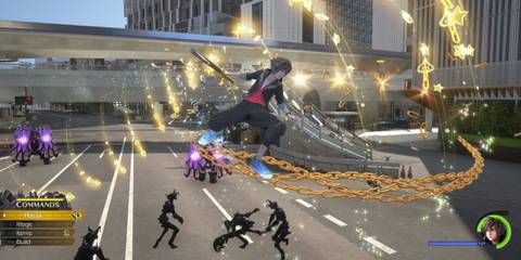 Sora fighting a bunch of Heartless enemies - Kingdom Hearts 4