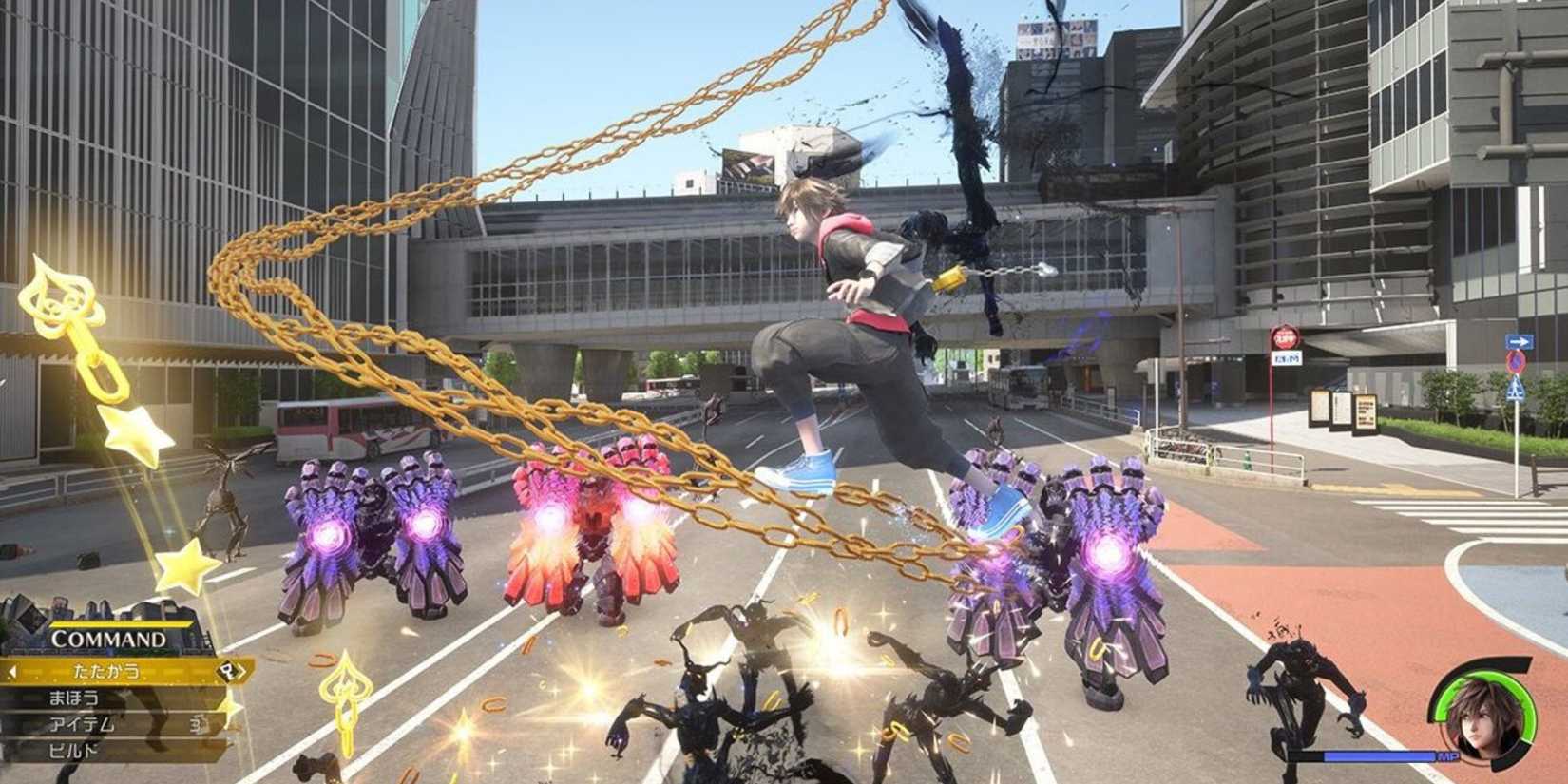 Sora using Flowmotion to slide down a chain (JP version) - Kingdom Hearts 4