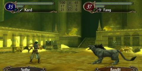 Sothe fights a wolf enemy unit - Fire Emblem Radiant Dawn