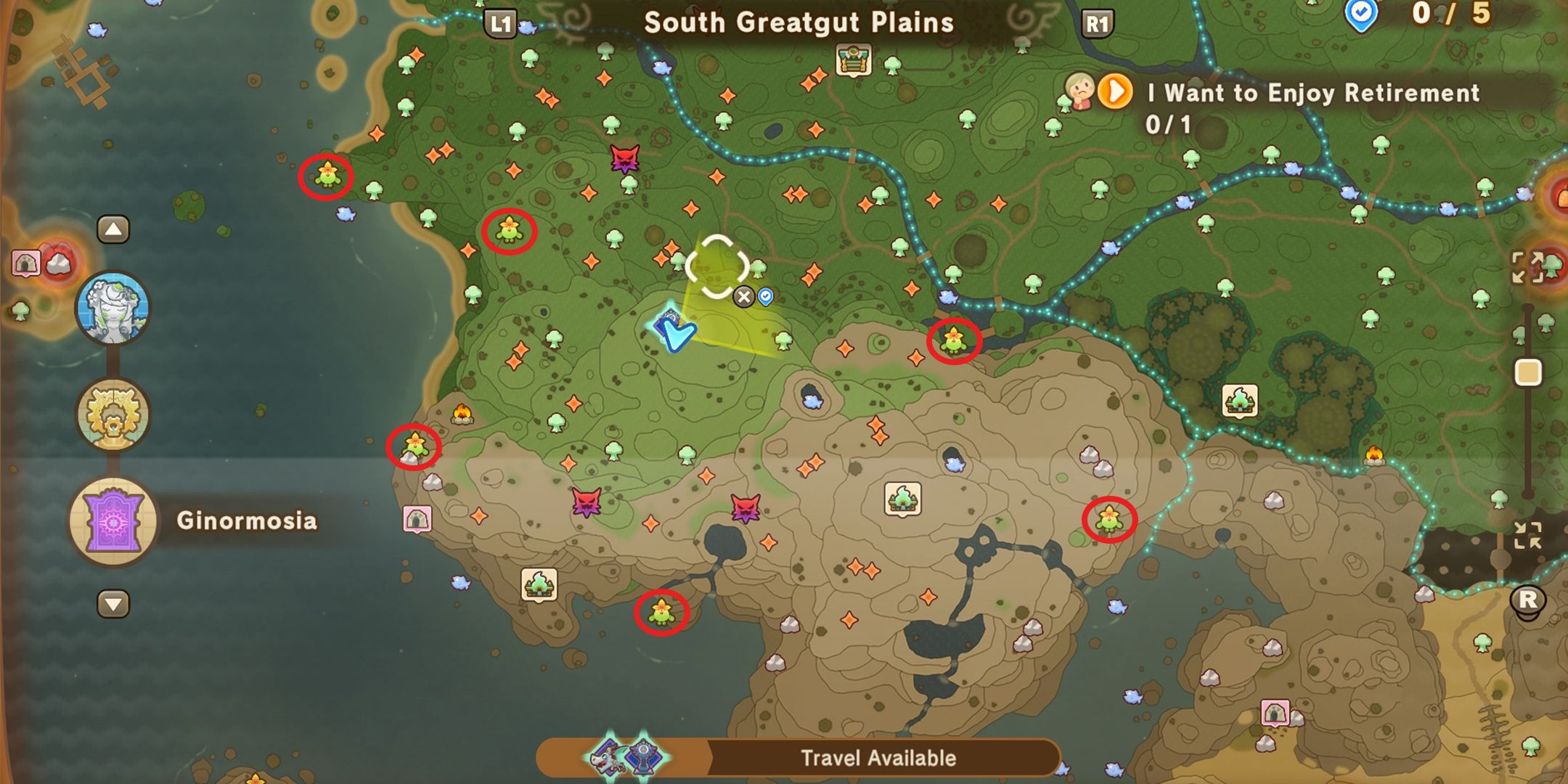 South Greatgut Plains Leafe Location in Fanatsy Life in