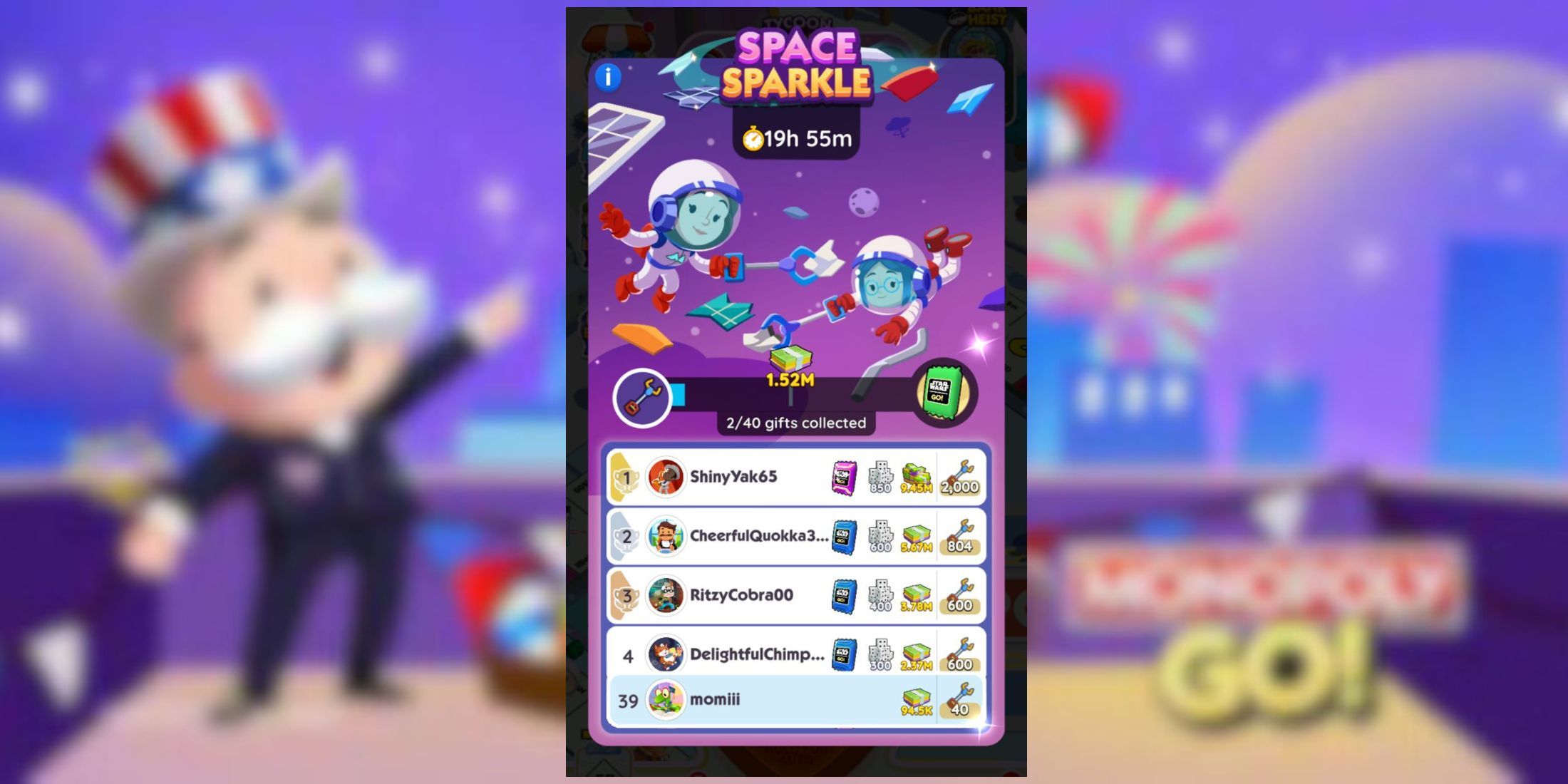 space sparkle monopoly go