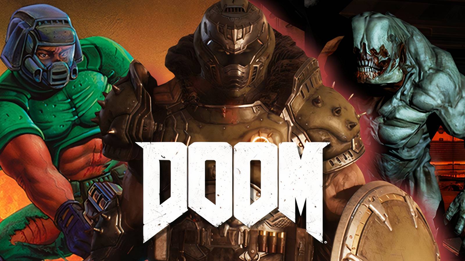 Split image of Doom, Doom The Dark Ages, and Doom 3