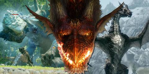 Split image of Dragon Age Inquisition, Dragon's Dogma 2, and The Elder Scrolls 5 Skyrim