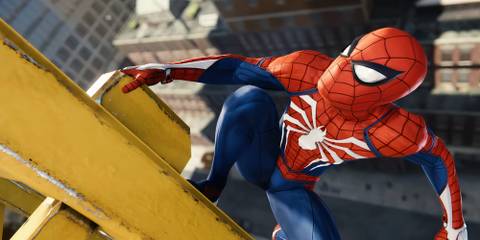 spider-man perched for an attack in marvel's spider-man