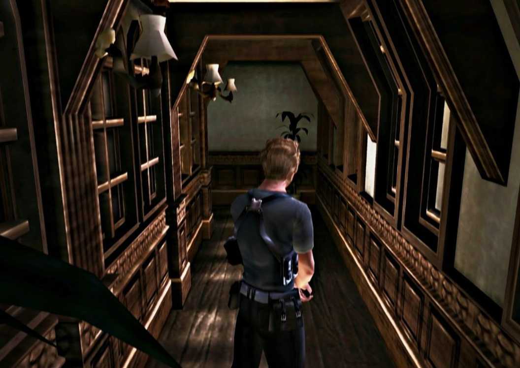 Berdiri di lorong di Resident Evil Dead Aim