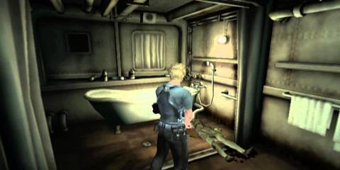 Standing in the bathroom in Resident Evil Dead Aim