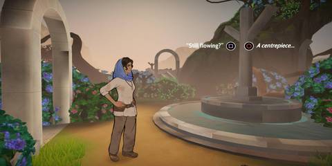 Standing next to a fountain in Heavens Vault