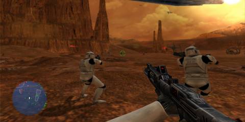 Clone troopers on Geonosis in Star Wars Battlefront (2004)