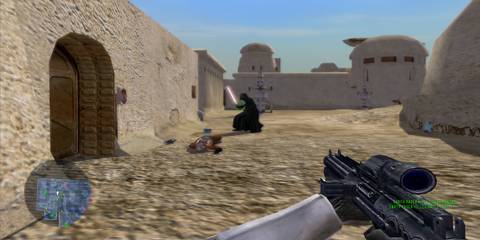 A stormtrooper with Darth Vader in Star Wars Battlefront (2004)