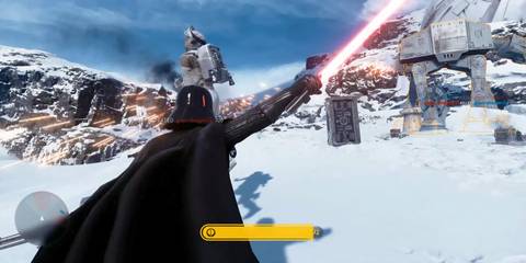 Darth Vader fighting rebels on Hoth in Star Wars: Battlefront (2015)