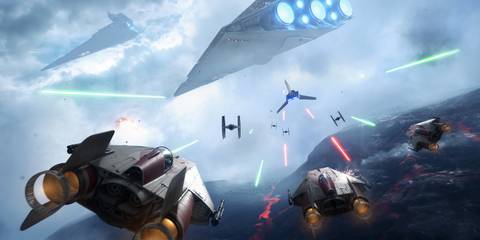 A-Wings flying into battle in Star Wars: Battlefront (2015)
