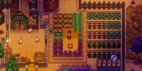 A Stardew Valley character running in the farm 