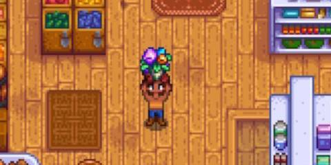 stardew valley player makes bouquet for romantic interest