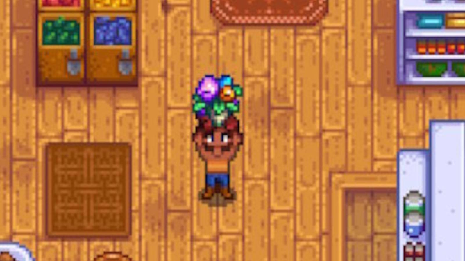 stardew valley player makes bouquet for romantic interest