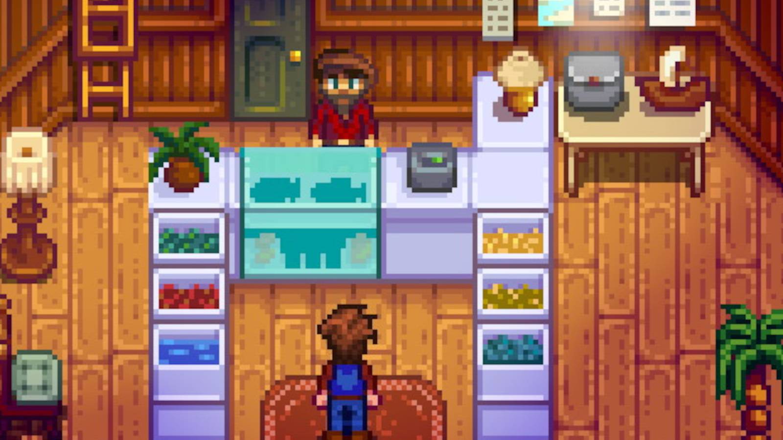 stardew valley fan shares cozy painting of willy in his fish shop