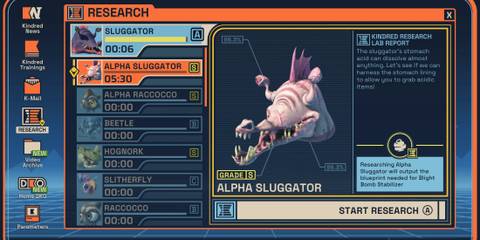 Start Research on Alpha Sluggator Revenge of the Savage Planet