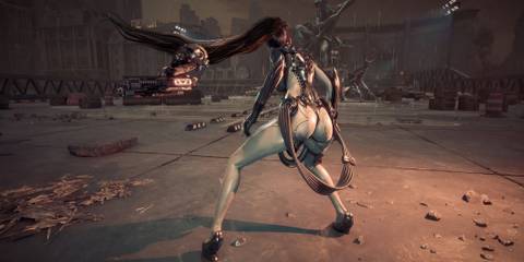 Eve engages in a battle in Stellar Blade