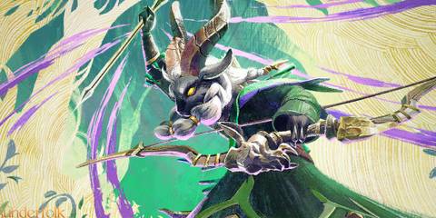 Sunderfolk goat-like character artwork on stylized tan background