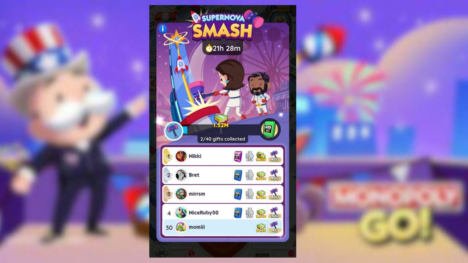 supernova smash monopoly go