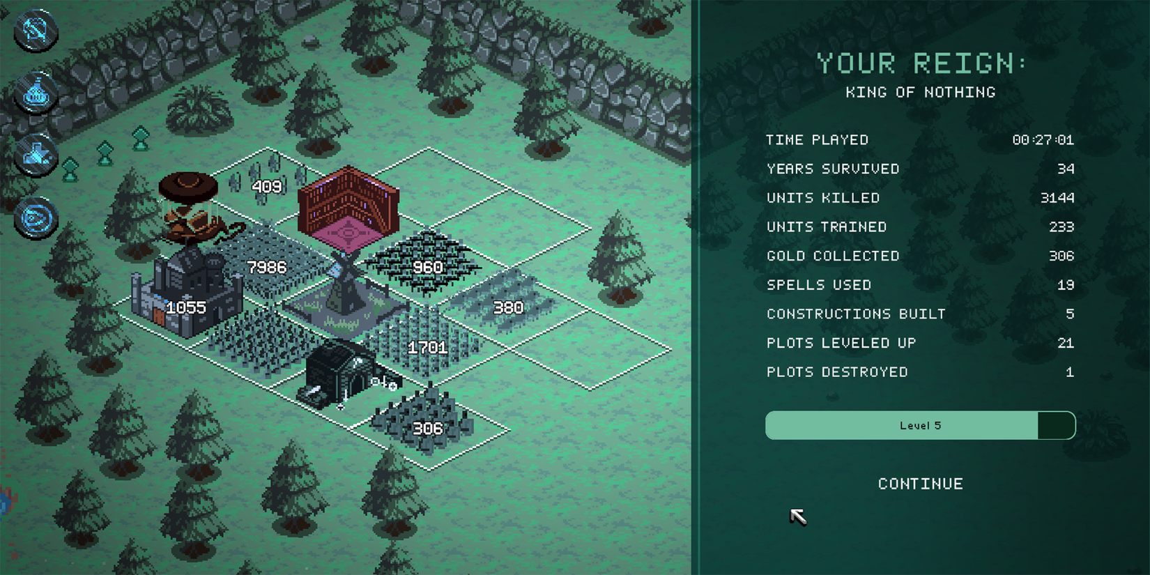 Surround buildings with troops in nine kings