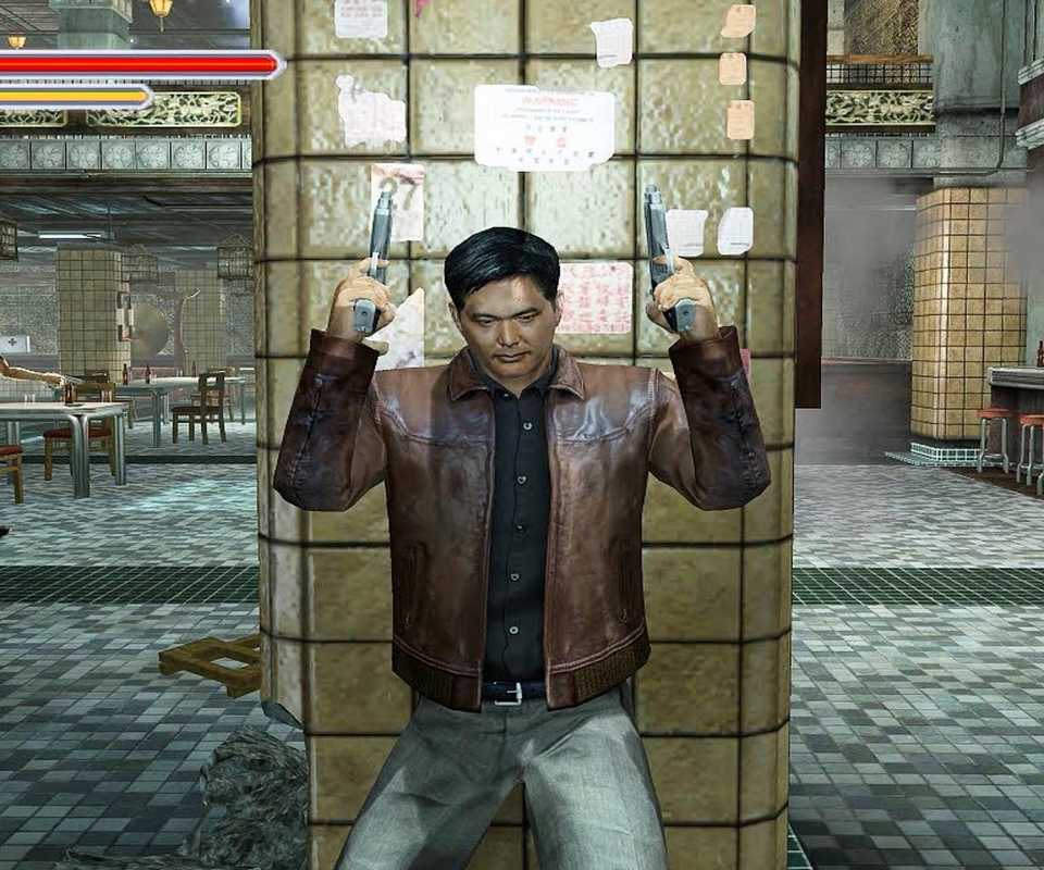 Taking cover behind a pillar in Stranglehold