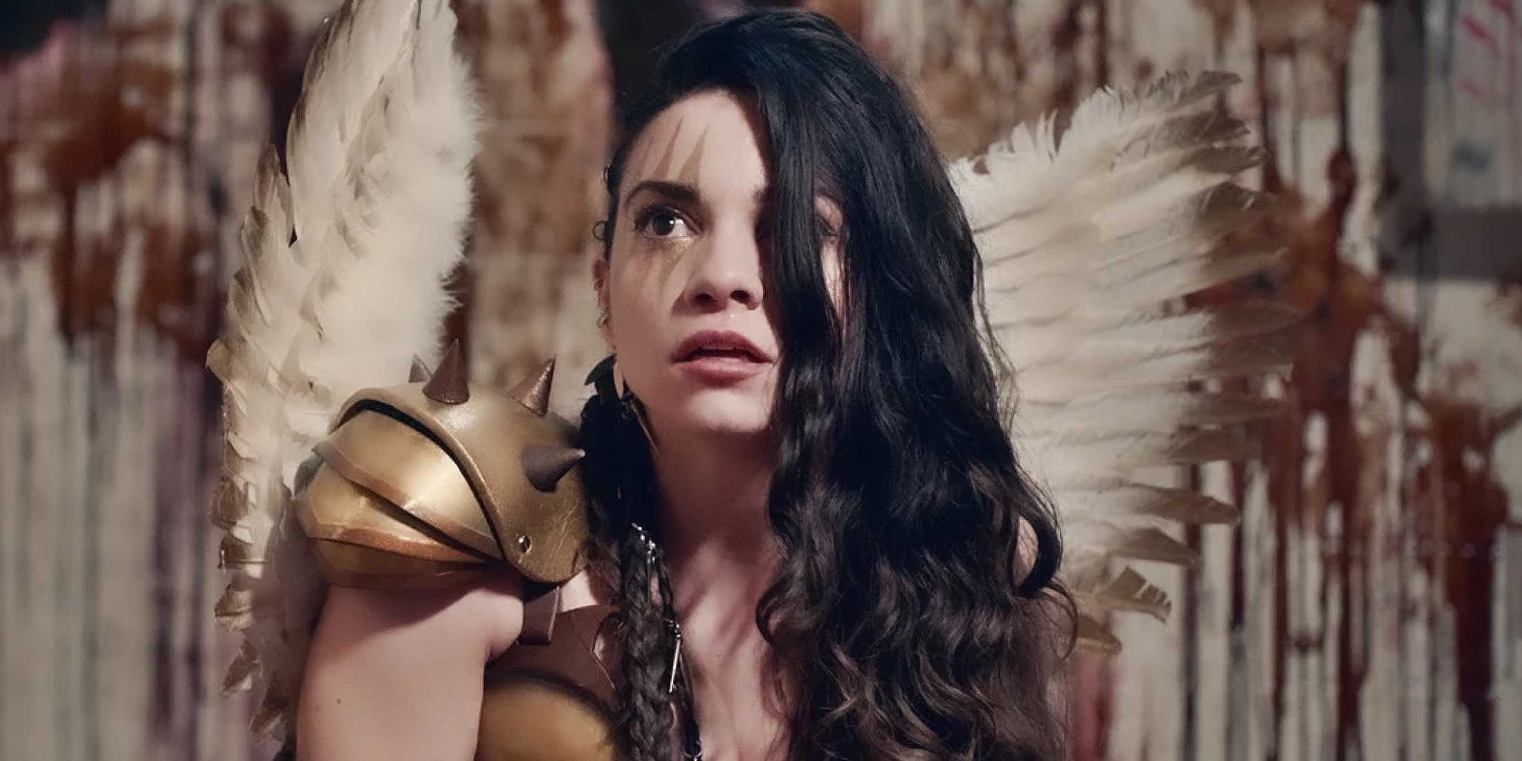 Lauren Le Vera as Sienna Shaw in her angel warrior costume