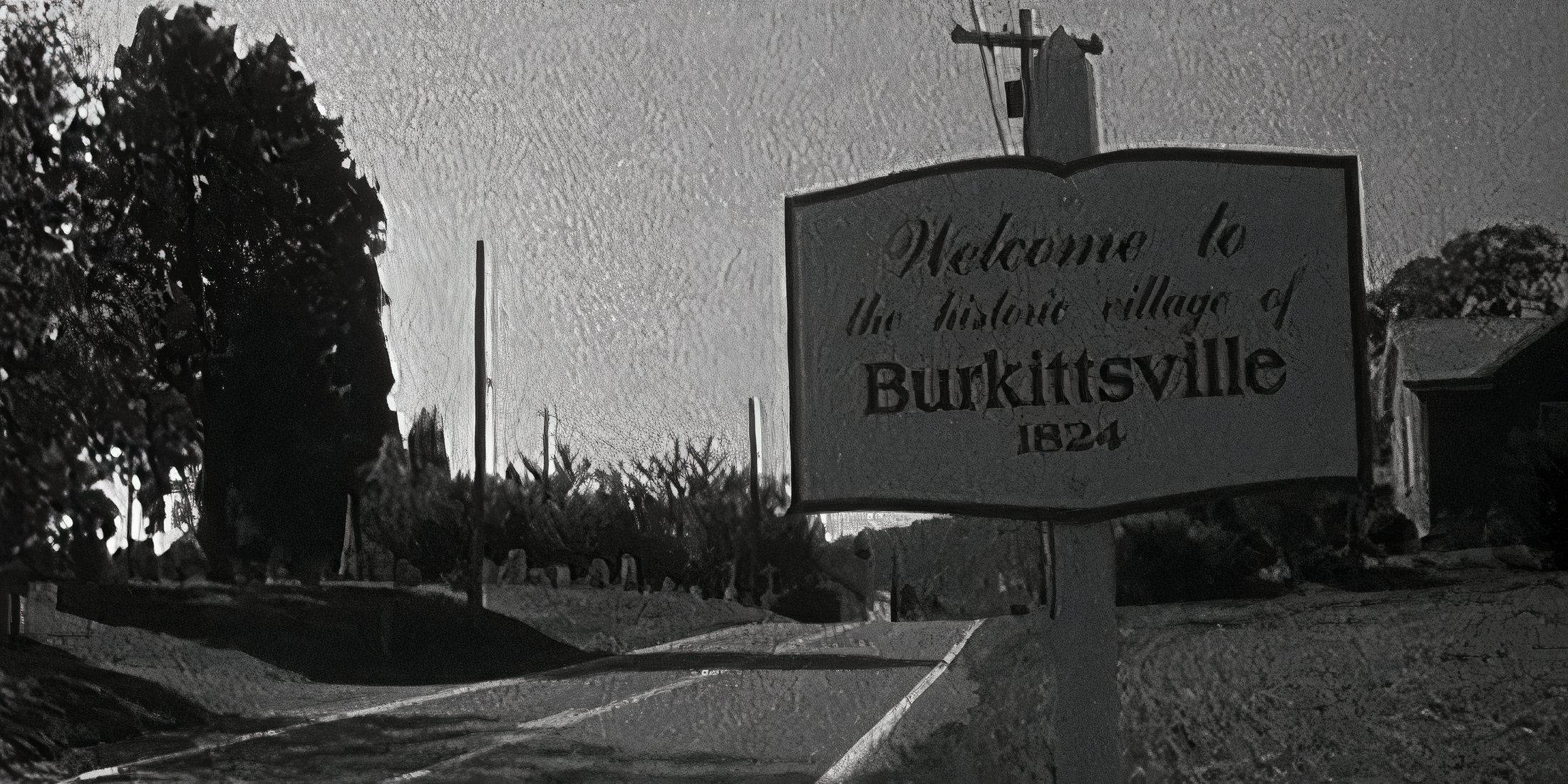 The Burkittsville sign in The Blair Witch Project