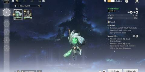 The echo menu in Wuthering Waves