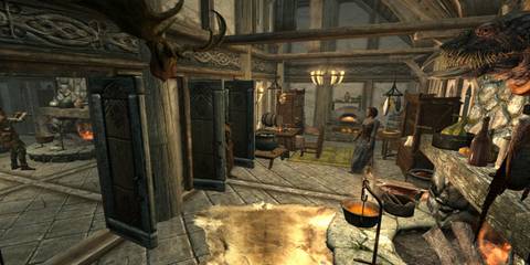 The inside of a home in Hearthfire DLC for Skyrim