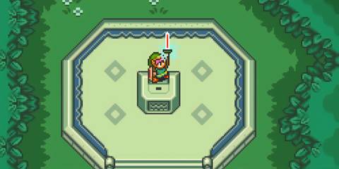 Link acquiring the Master Sword in The Legend Of Zelda: A Link To The Past