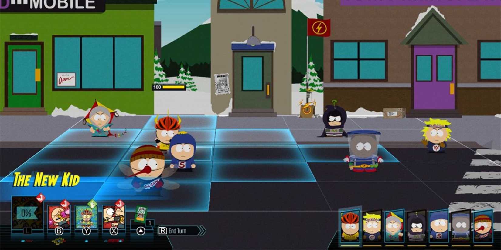 The New Kid and his party fighting the other kids on the street - South Park: The Fractured But Whole