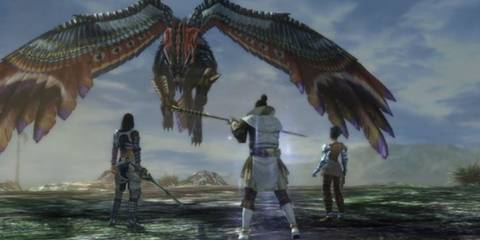 The party faces a flying boss - Lost Odyssey