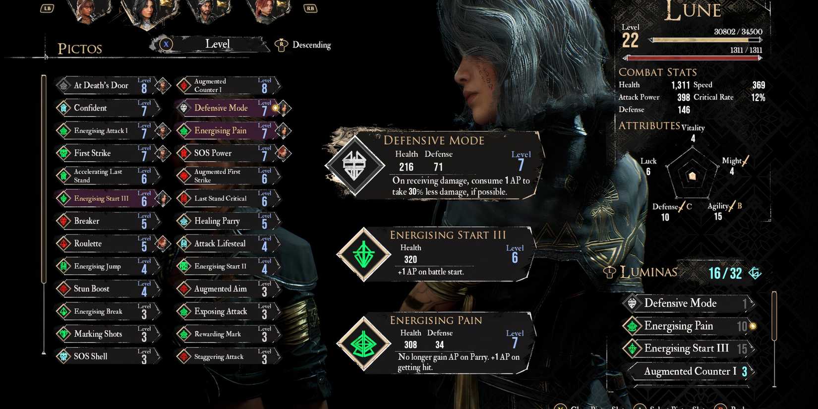 The Picto menu in Clair Obscur Expedition 33