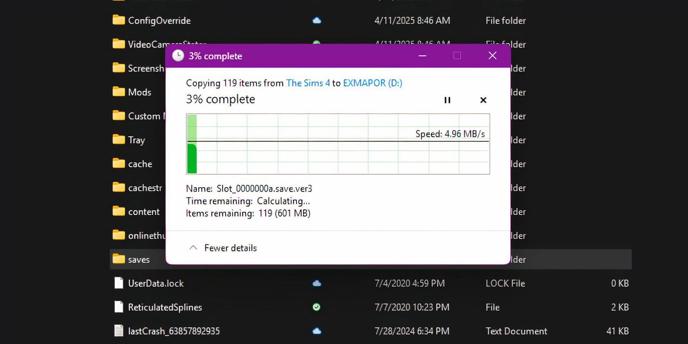 The Sims 4 Backup Save Files