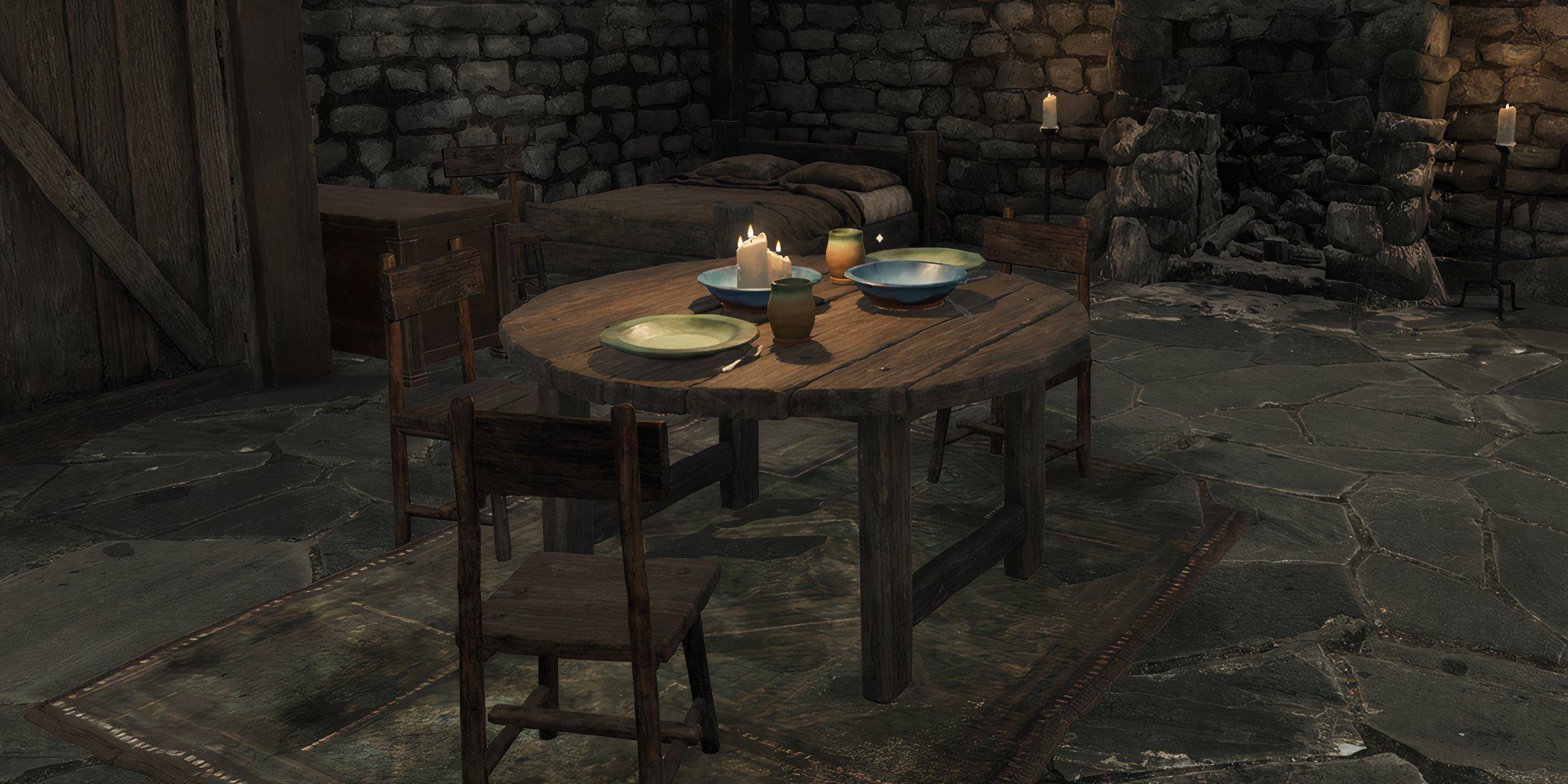 Forgetting a sinking farm house interior