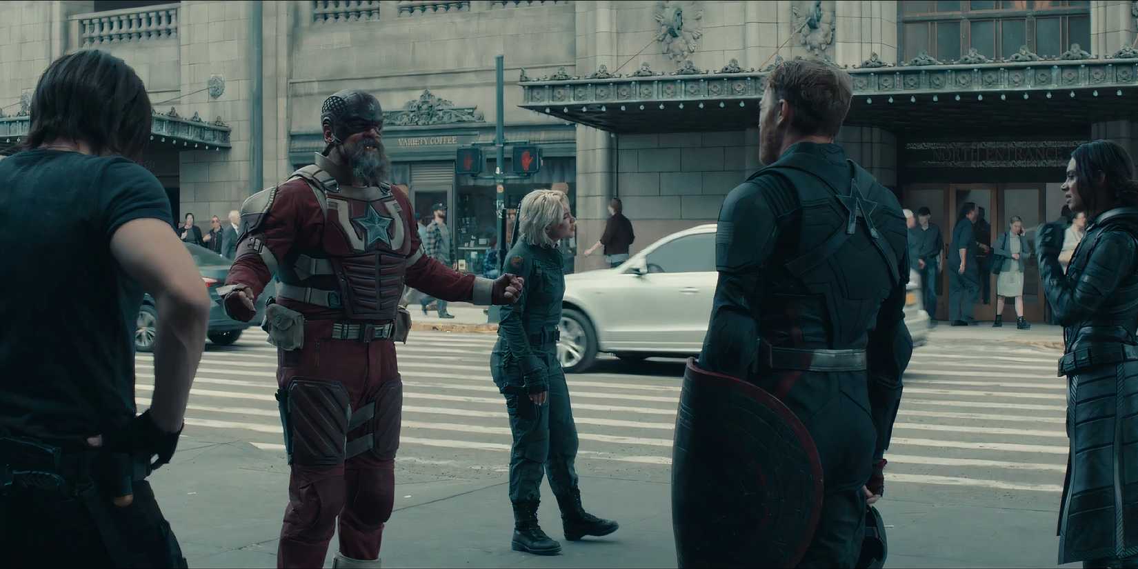 The Thunderbolts* as a team in New York City in Thunderbolts*