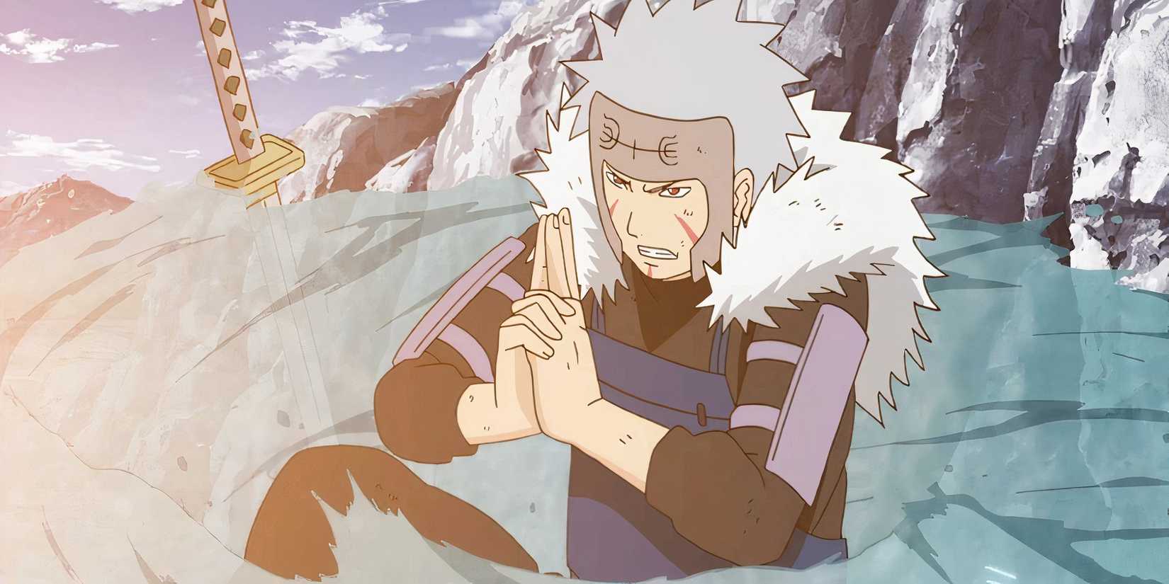 Tobirama uses Water Release against Izuna Uchiha in Naruto Shippuden. (1)