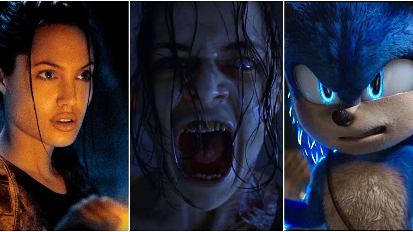 Angelina Jolie as Lara Croft, a zombie in Resident Evil, and Sonic the Hedgehog