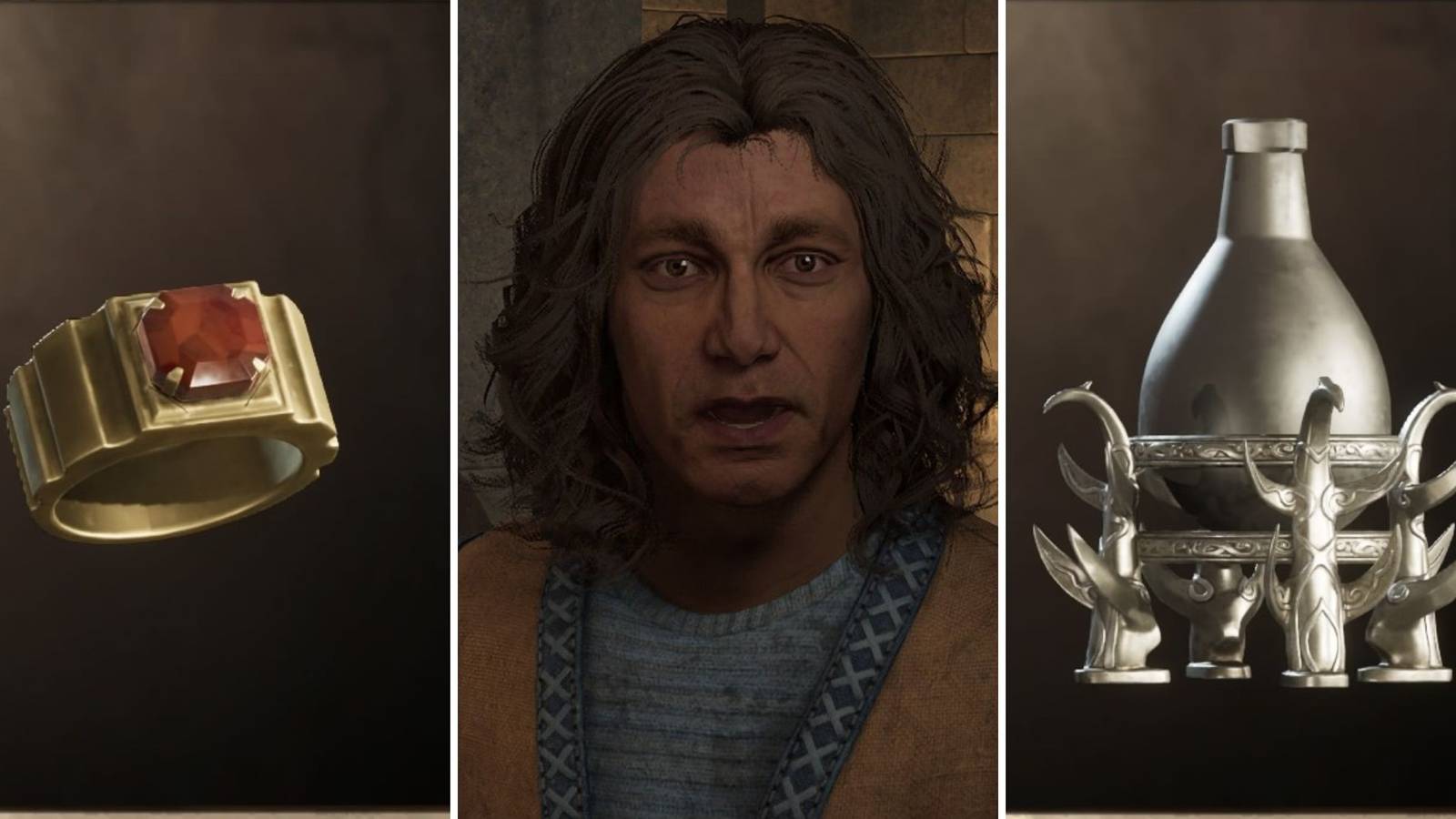 A grid showing a merchant and two items in Oblivion Remastered