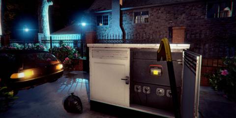A player turning off the power to a house in Thief Simulator 