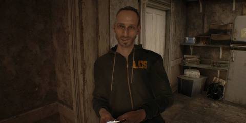 Lucas Baker leaning against the wall in Resident Evil 7: Biohazard