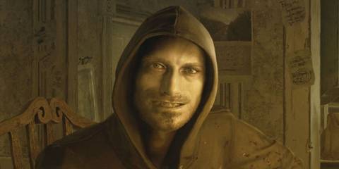 Lucas Baker smiling at the player in Resident Evil 7: Biohazard